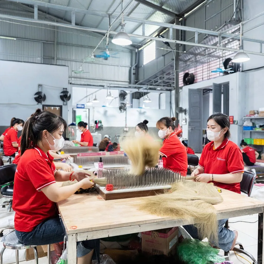The Thanh An Hair production team at work in Bac Ninh