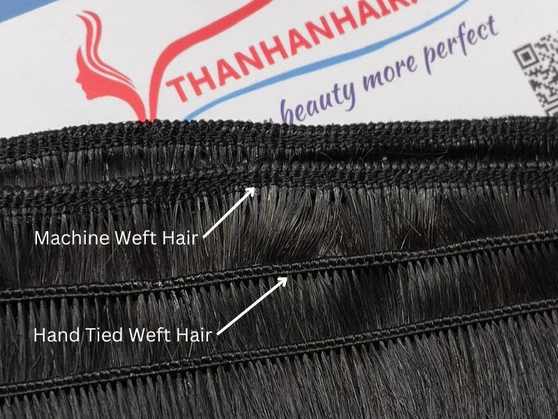 Compare the seam thickness of machine weft hair and hand tied wefts