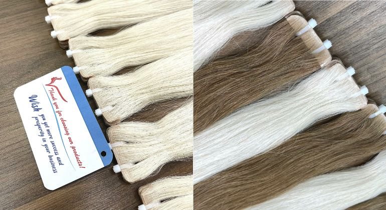 Invisible tape in hair extensions
