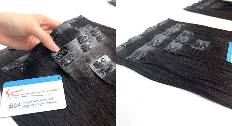 Seamless clip in hair extensions for thin hair