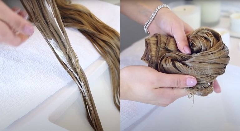 Applying a moisturizing conditioner or a nourishing hair mask