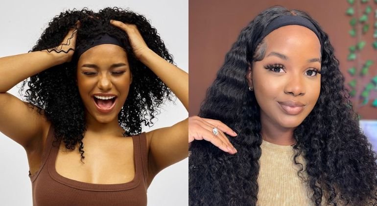 Curly headband wigs hairstyles