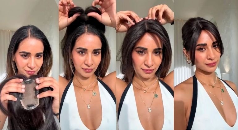 How to put on a hair topper?