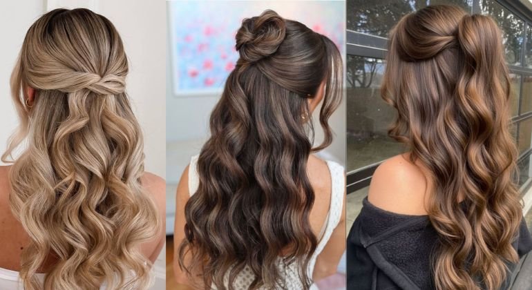 Half up, half down style