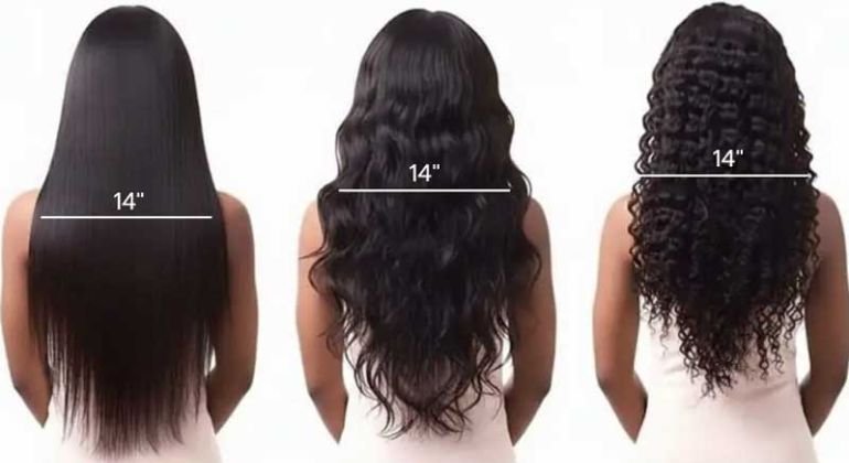 How long does 14 inches of hair look on different hair types?