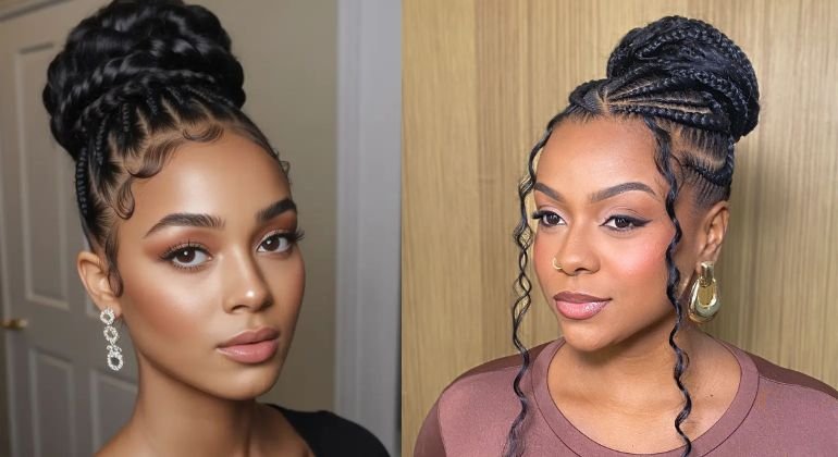 Natural braided updo