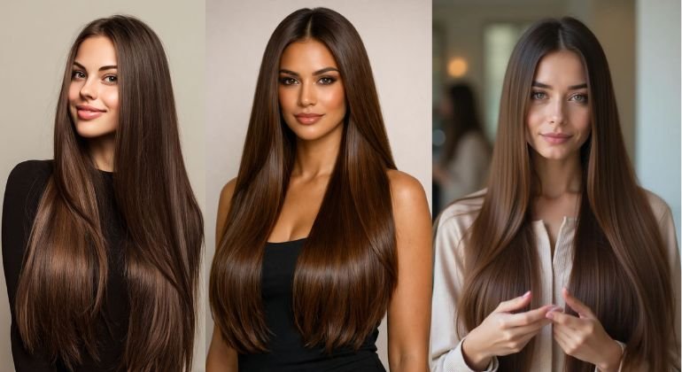 Sleek straight hair