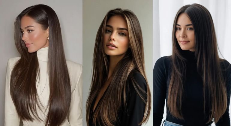Straight sleek hair