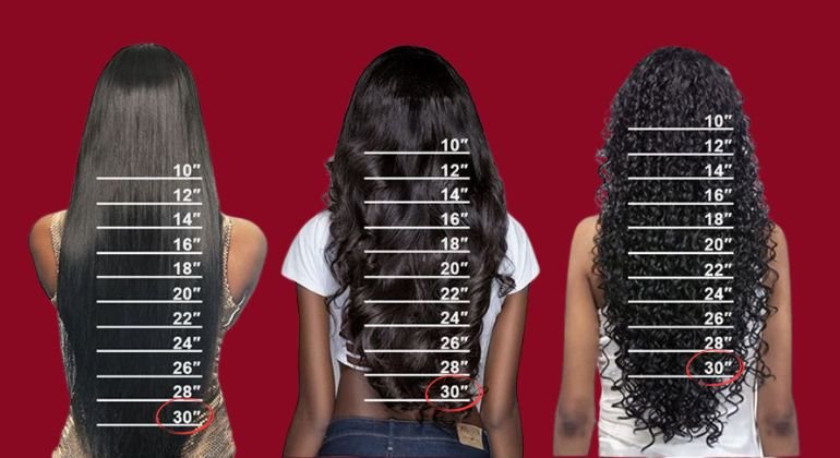 How long is 30 inches of-hair on different hair types?
