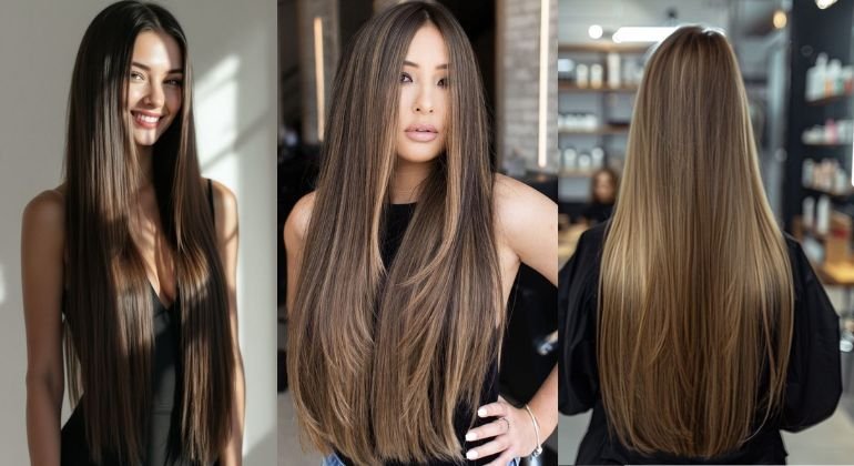 Sleek straight hair