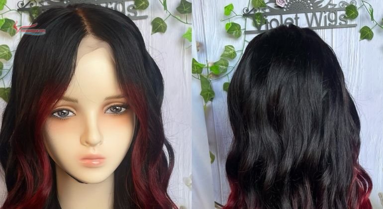 Red Ombre on Black Hair