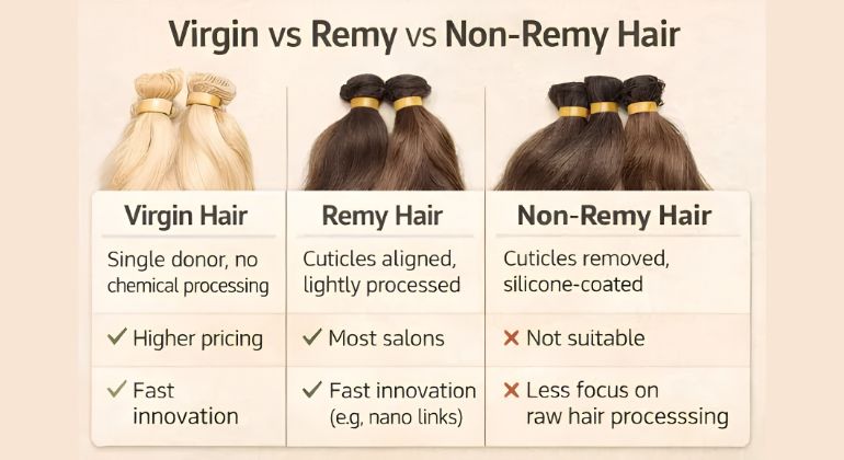 Raw Hair vs Virgin Hair vs Remy Hair vs Non-Remy Hair