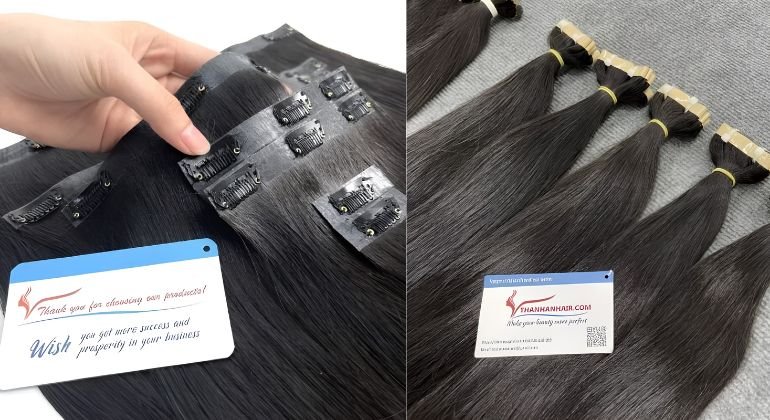 Types of human hair extensions for length compared side by side