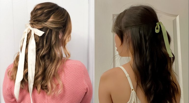 Coquette ribbon half-up