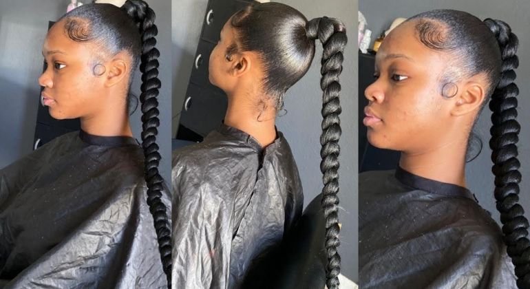 High braided ponytail