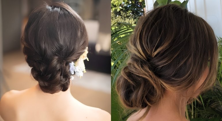 Soft low bun (undone chignon)