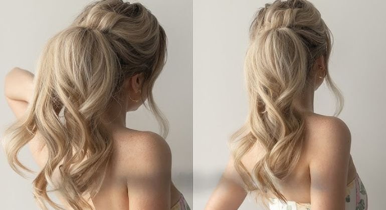 Voluminous wavy ponytail