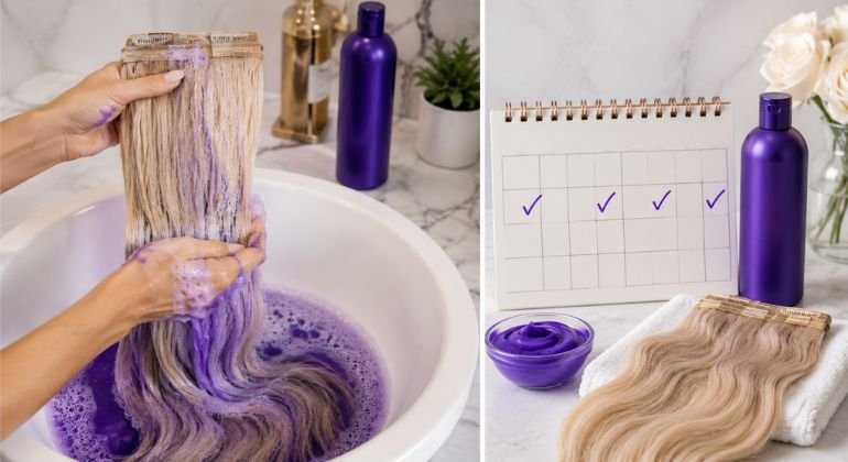 How often should you use purple shampoo on extensions