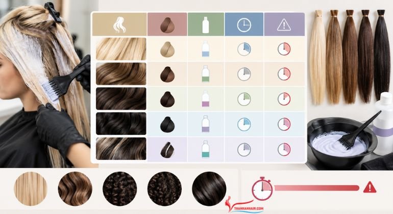 Bleach Processing Time Matrix by Hair Type & Starting Level