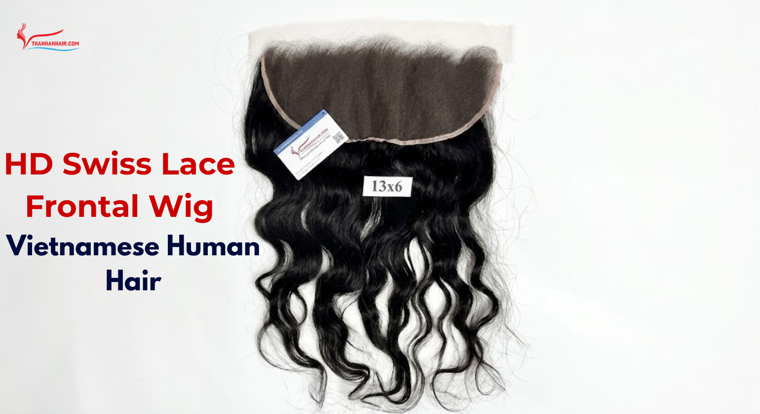 HD Swiss lace frontal wig made with Vietnamese human hair, showing the lace area and hair texture