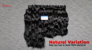 Natural texture variation between three raw hair bundles