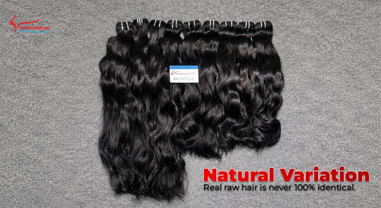 Natural texture variation between three raw hair bundles