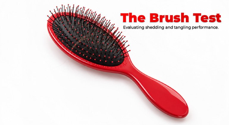 Brush test showing shedding from a hair bundle